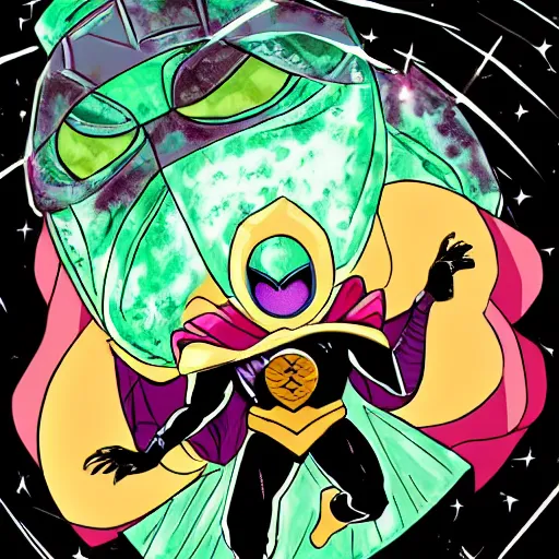 Prompt: Mysterio, artwork by Sailor Moon,