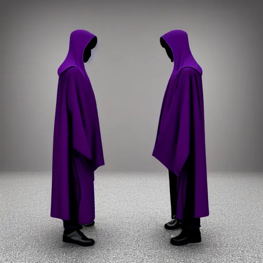 Image similar to grim reaper, purple cloak, full body