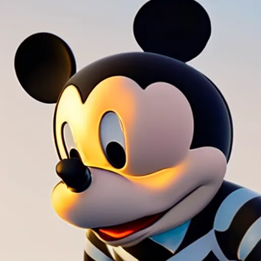 Prompt: An epic fantastic realism, Mickey mouse in profile , hyperrealistic, dynamic lighting