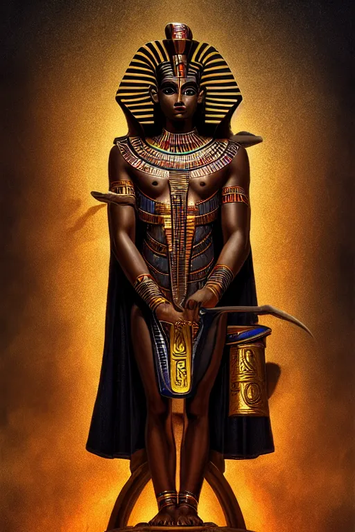 Image similar to egypt god osiris, god of the underworld, highly detailed, d & d, fantasy, highly detailed, digital painting, trending on artstation, concept art, sharp focus, illustration, global illumination, ray tracing, realistic shaded, art by artgerm and greg rutkowski and fuji choko and viktoria gavrilenko and hoang lap, sunny