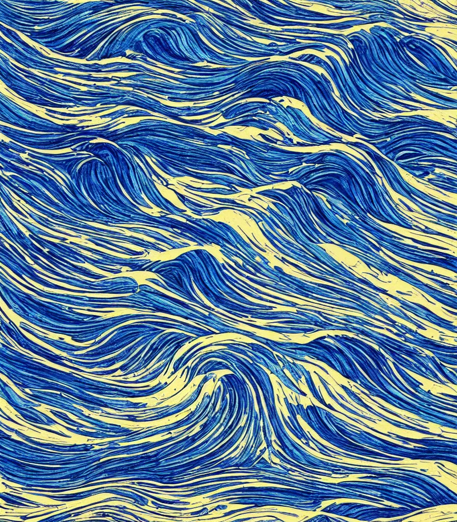 Prompt: a beautiful artwork of a perfect set of waves!, lineart, rough charcoal sketch, blue colored highlights, golden sunset, dark waves