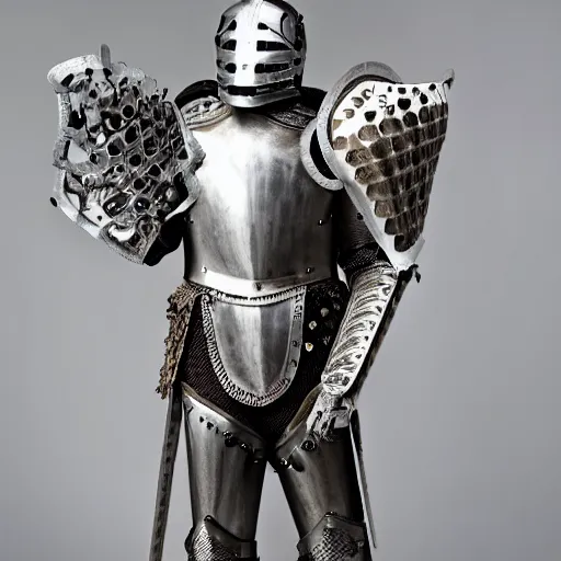 Image similar to knight wearing armor made entirely of human bones