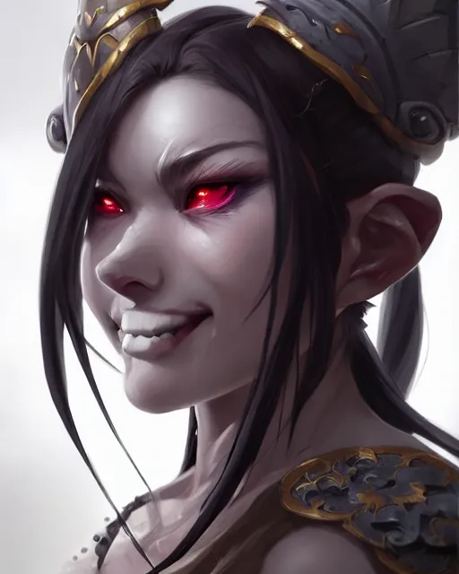 Prompt: close - up character concept art of a beautiful anime orc woman | | cute - fine - face, pretty face, realistic shaded perfect face, fine details by stanley artgerm lau, wlop, rossdraws, james jean, andrei riabovitchev, marc simonetti, and sakimichan, tranding on artstation