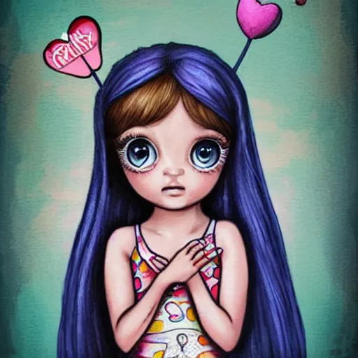 Prompt: Portrait of a beautiful little girl with big eyes, hopping for a better world free of men atrocity ,artwork by Tim Shumate