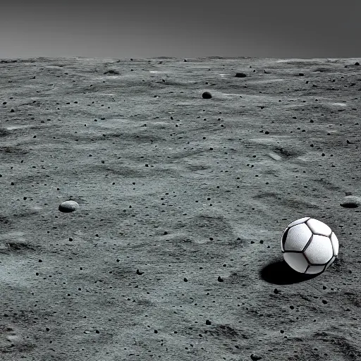 Image similar to a photo of a green soccer pitch on the moon, extreme long shot, photorealistic