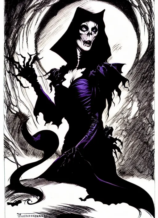 Image similar to The Mistress of Halloween by bernie wrightson