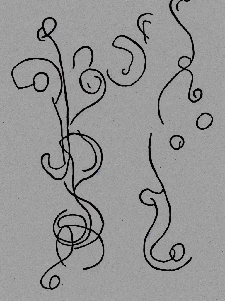 Image similar to minimal single line drawing of an acorn growing into a tree in shape of treble clef, splash of color, vintage illustration