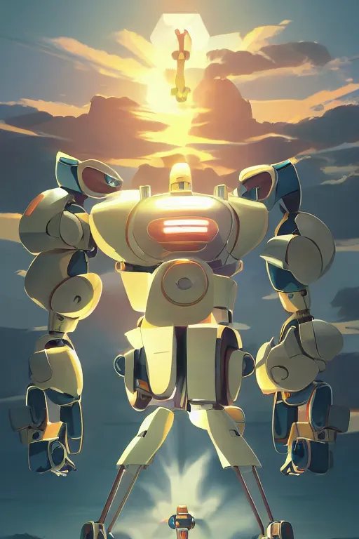 Image similar to metabots medabots medarotto medarot robot minimalist comics, behance hd by jesper ejsing, by rhads, makoto shinkai and lois van baarle, ilya kuvshinov, rossdraws global illumination ray tracing hdr radiating a glowing aura