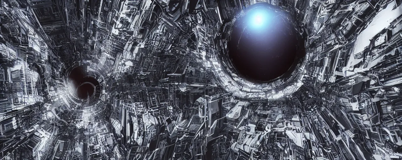 Image similar to photo of a black hole is destroying a gothic cyberpunk City