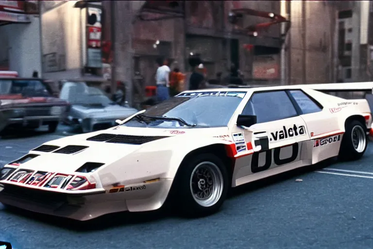 Image similar to single racecar 1 9 7 8 audi quattro, bmw m 1, movie still, vintage footage on tokyo streets, volumetric lighting, f 8 aperture, cinematic eastman 5 3 8 4 film