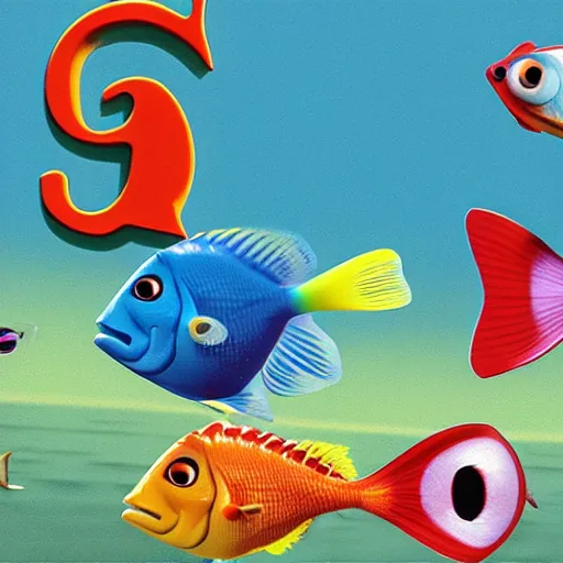 Image similar to fish with four legs. pixar cartoon