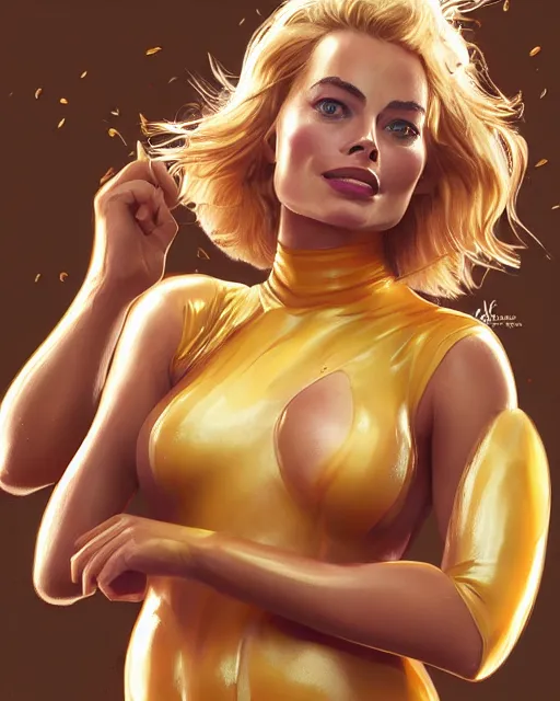 Image similar to margot robbie as honey, made of honey, wearing honey, award winning honey photography, extremely detailed, artstation, 8 k, sensual lighting, incredible art, wlop, artgerm