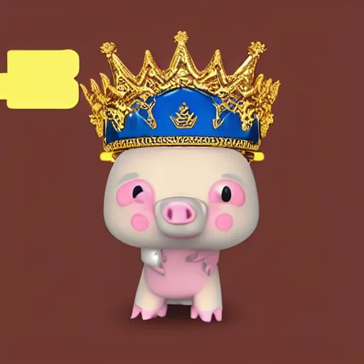 Image similar to pig wearing a gold crown funko pop