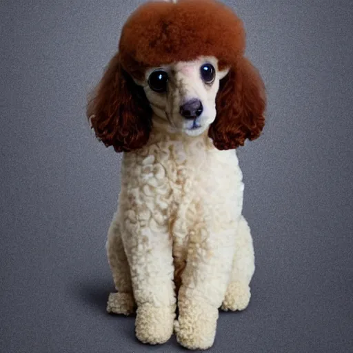 Image similar to very realistic cute poodle puppy sitting inside a tea cup