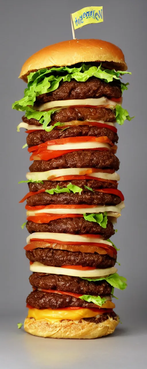 Image similar to the tallest hamburger of many layers