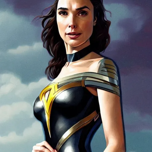 Image similar to gal gadot as james bond wearing a tuxedo, portrait, highly detailed, digital painting, artstation, concept art, sharp focus, illustration, art by artgerm and greg rutkowski and alphonse mucha