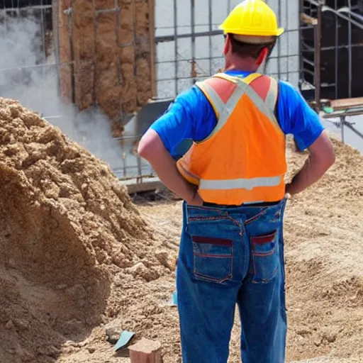 Image similar to a construction worker not wearing proper PPE