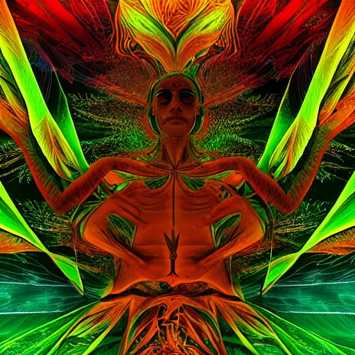 Prompt: cannabis hallucination of your own body crushing into a peaceful singularity, psychedelic, digital art, artstation