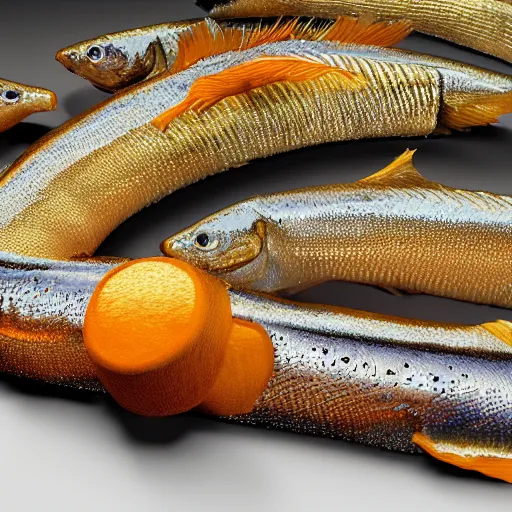 Image similar to Golden fish strip dancer hyperrealistic, octane render, dynamic lighting