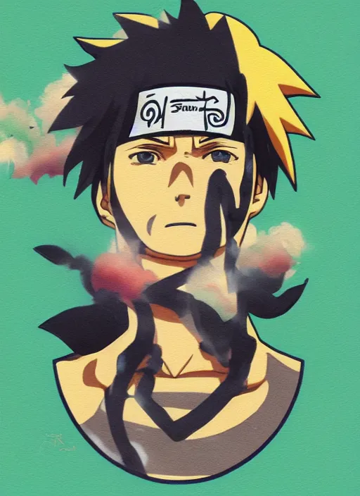 Image similar to naruto profile picture by sachin teng x ofwgkta, marijuana, organic painting, masterpiece, smoke clouds, asymmetrical, green, matte paint, hard edges, energetic