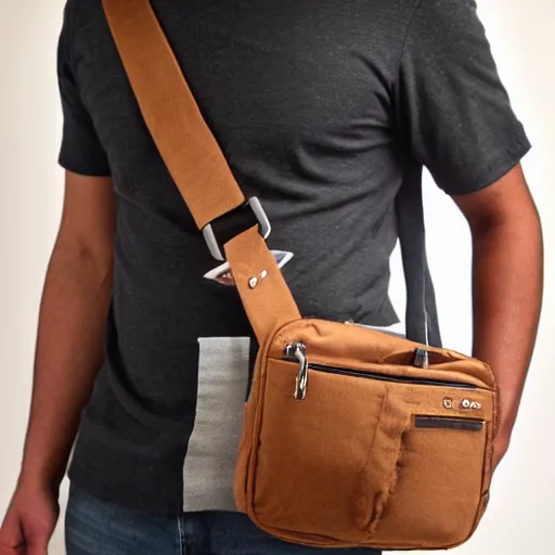 Image similar to man wearing a men's crossbody sling chest bag