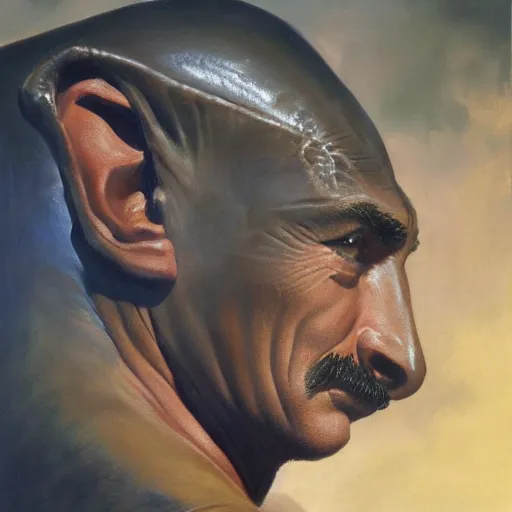 Prompt: ultra realistic portrait painting of tom selleck as sphynx, art by frank frazetta, 4 k, ultra realistic, highly detailed, epic lighting