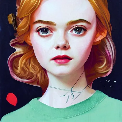 Image similar to Elle Fanning in The Queen’s Gambit picture by Sachin Teng, asymmetrical, dark vibes, Realistic Painting , Organic painting, Matte Painting, geometric shapes, hard edges, graffiti, street art:2 by Sachin Teng:4