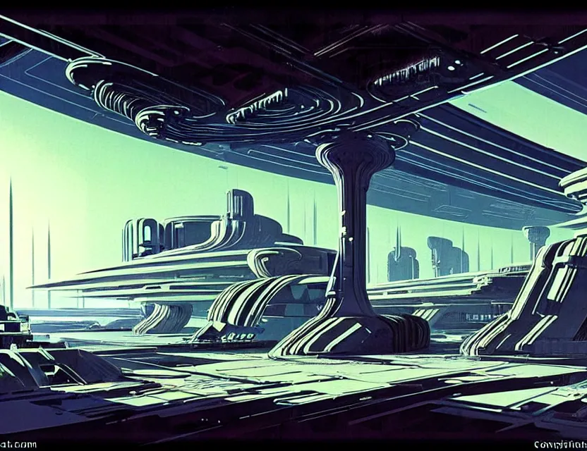 Image similar to concept art of an abandoned base on europa, by syd mead, cyberpunk, ancient, intricate details, cinematic, epic