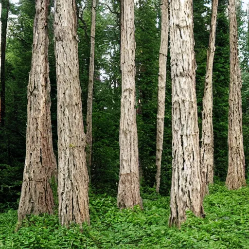 Image similar to a forest of trees made out of stone