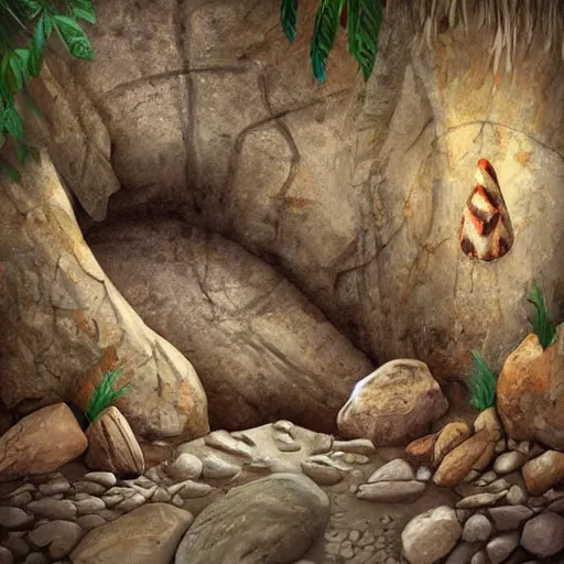 Image similar to realistic prehistoric cave drawings, cave, high quality, rocks, paint