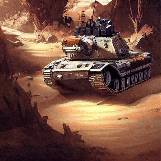 Prompt: Tanks playing chess on the moon oil painting by Greg Rutkowski