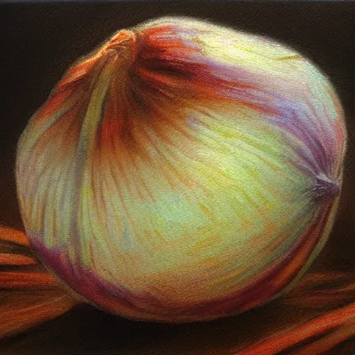 Image similar to onion crying pastel oil painting