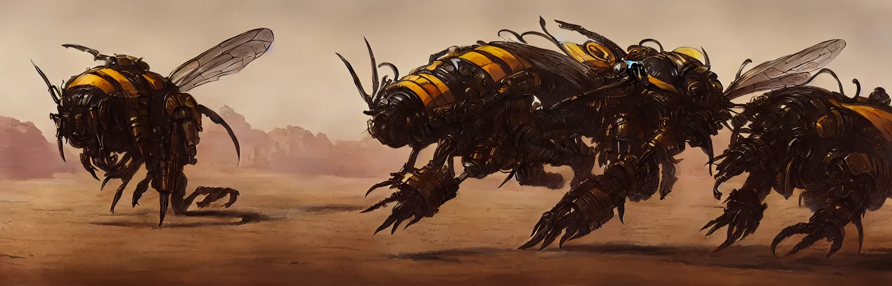 Prompt: desert feather mechanical bumble bee, unreal engine, Greg Rutkowski, James Gurney, artstation