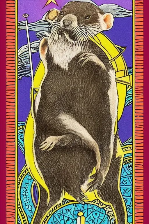 Prompt: Rider-Waite tarot card: The Otter