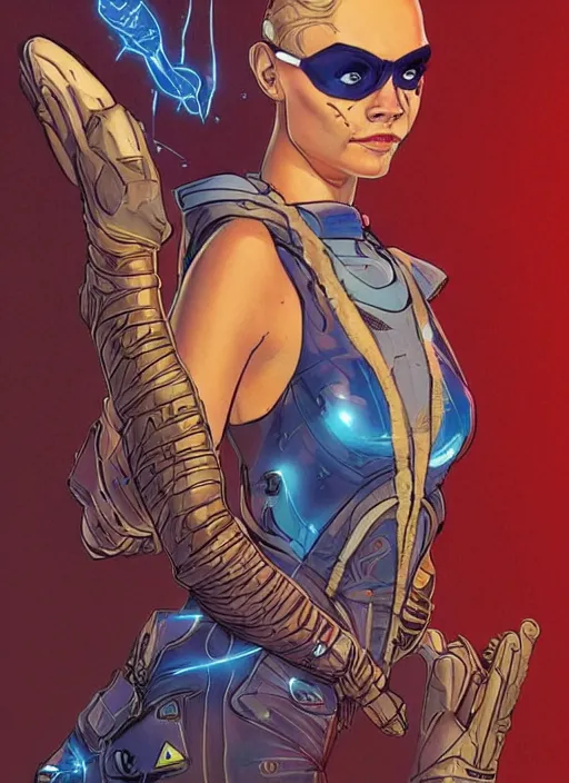 Prompt: Beautiful Cara Delevingne as a badass space wizard in retro science fiction cover by Moebius, detailed, trending on artstation, close up