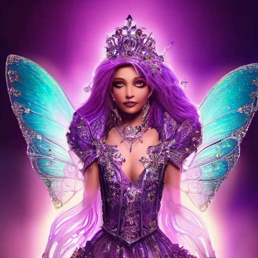 Image similar to portrait princess of amethyst, glowing, ornate and intricate purple jewelry, jaw dropping beauty, glowing background lighting, purple accent lighting, hyper detailed, fairy tale, 4 k octane render