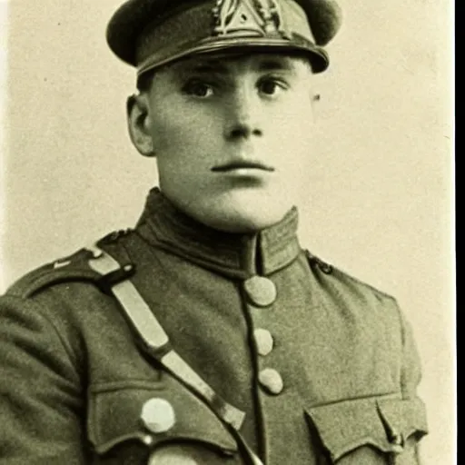 Prompt: photo of kirby as a soldier ww1 era photograph
