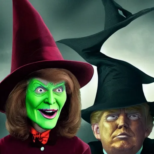 Prompt: wicked witch of the west that looks like trump, movie still