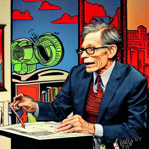 Image similar to The Artwork of R. Crumb and his Cheap Suit Maury Povich tells you to have more relations, pencil and colored marker artwork, trailer-trash lifestyle