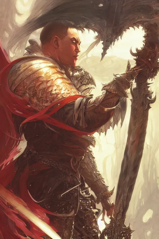 Image similar to Berserk Beruseruku with very big sword, D&D, fantasy, portrait, highly detailed, digital painting, artstation, concept art, sharp focus, illustration, art by greg rutkowski and alphonse mucha