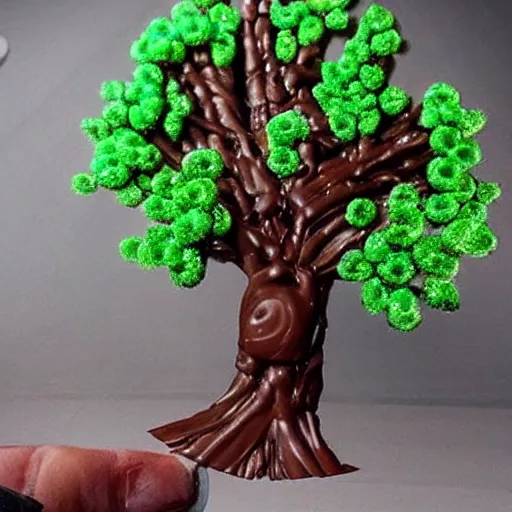 Image similar to a tree made out of chocolate, realistic, detailed,
