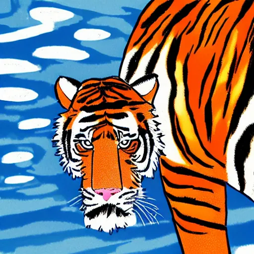 Image similar to A mix of a horse and a tiger, cartoon image