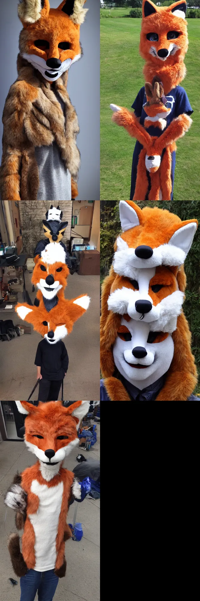 Prompt: me wearing a fox fursuit