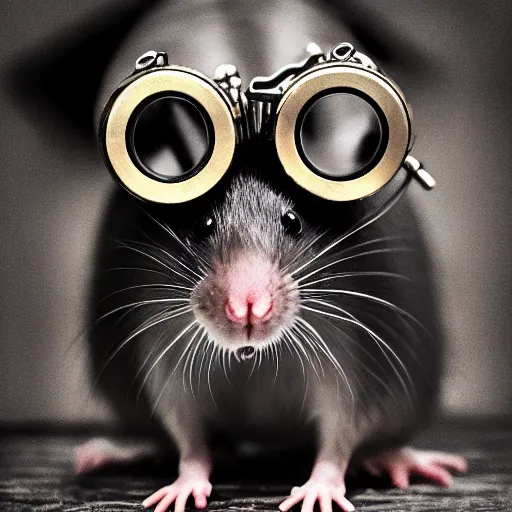 Image similar to a rat with steampunk googles, by 500px