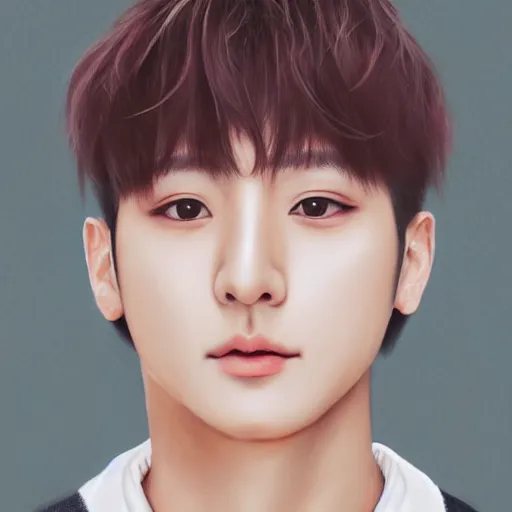Image similar to Portrait of old version of jeon Jungkook, kpop artist, realistic, face portrait, real life, front view, detailed face, 8k, 50mm focal length