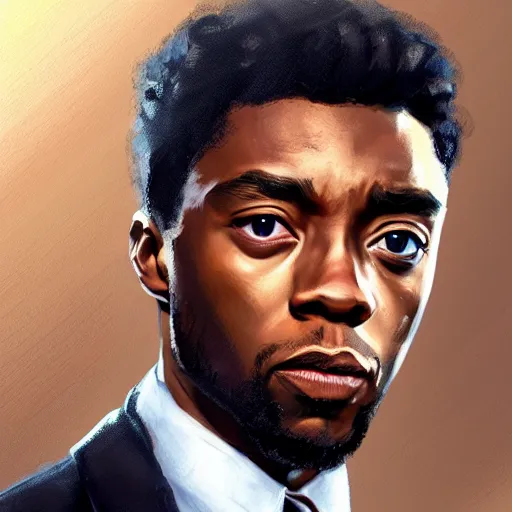 Prompt: chadwick boseman, elegant, intricate, headshot, highly detailed, digital painting, artstation, concept art, sharp focus, illustration, portrait