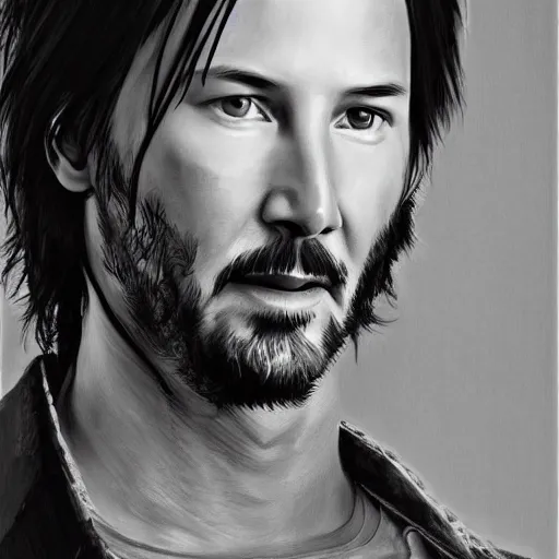 Image similar to a detailed portrait of keanu reeves art illustration, incredibly highly detailed and realistic, 8 k, sharp focus