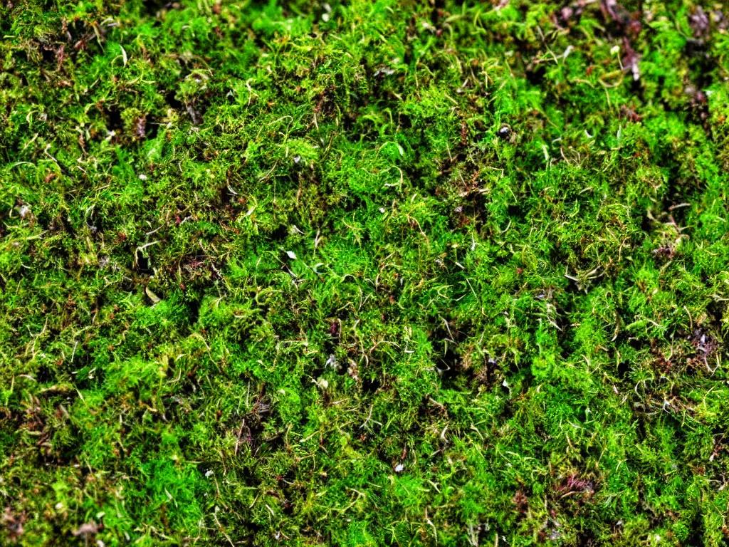 Prompt: a clouse-up moss, flora world, macro world