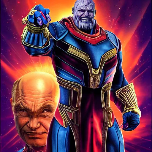 Image similar to vladimir putin as thanos, Cinematic, Portrait, Ultra-HD, Beautiful Lighting, insanely detailed and intricate, hypermaximalist, elegant, ornate, hyper realistic, super detailed