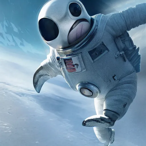 Image similar to penguin wearing astronaut suit, space, movie by nuri iyem, james gurney, james jean, greg rutkowski, anato finnstark. pixar. hyper detailed, 5 0 mm, award winning photography